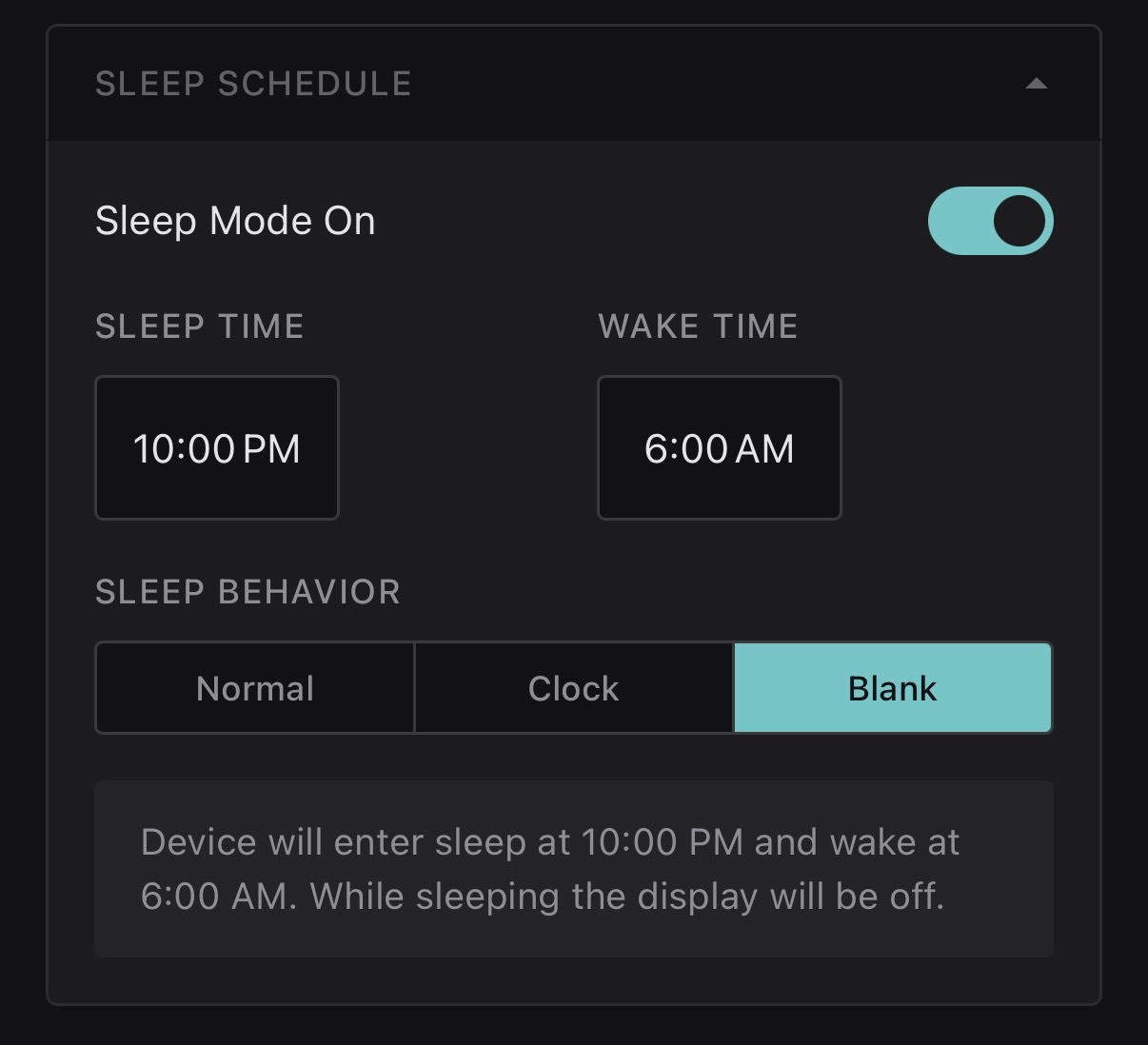 Set Sleep Mode Schedule